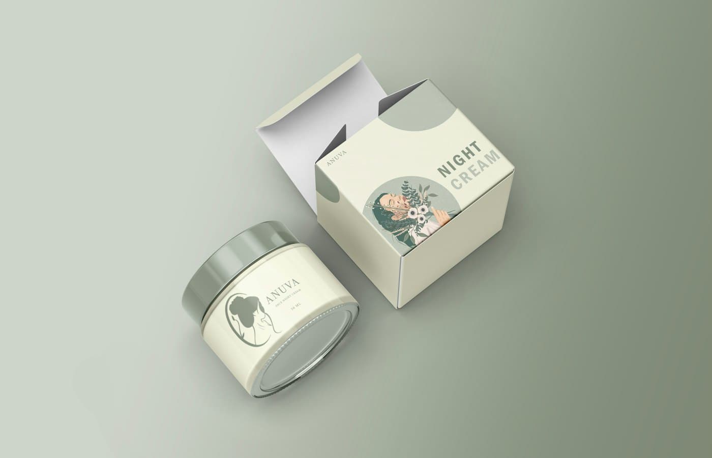 Night cream jar and box