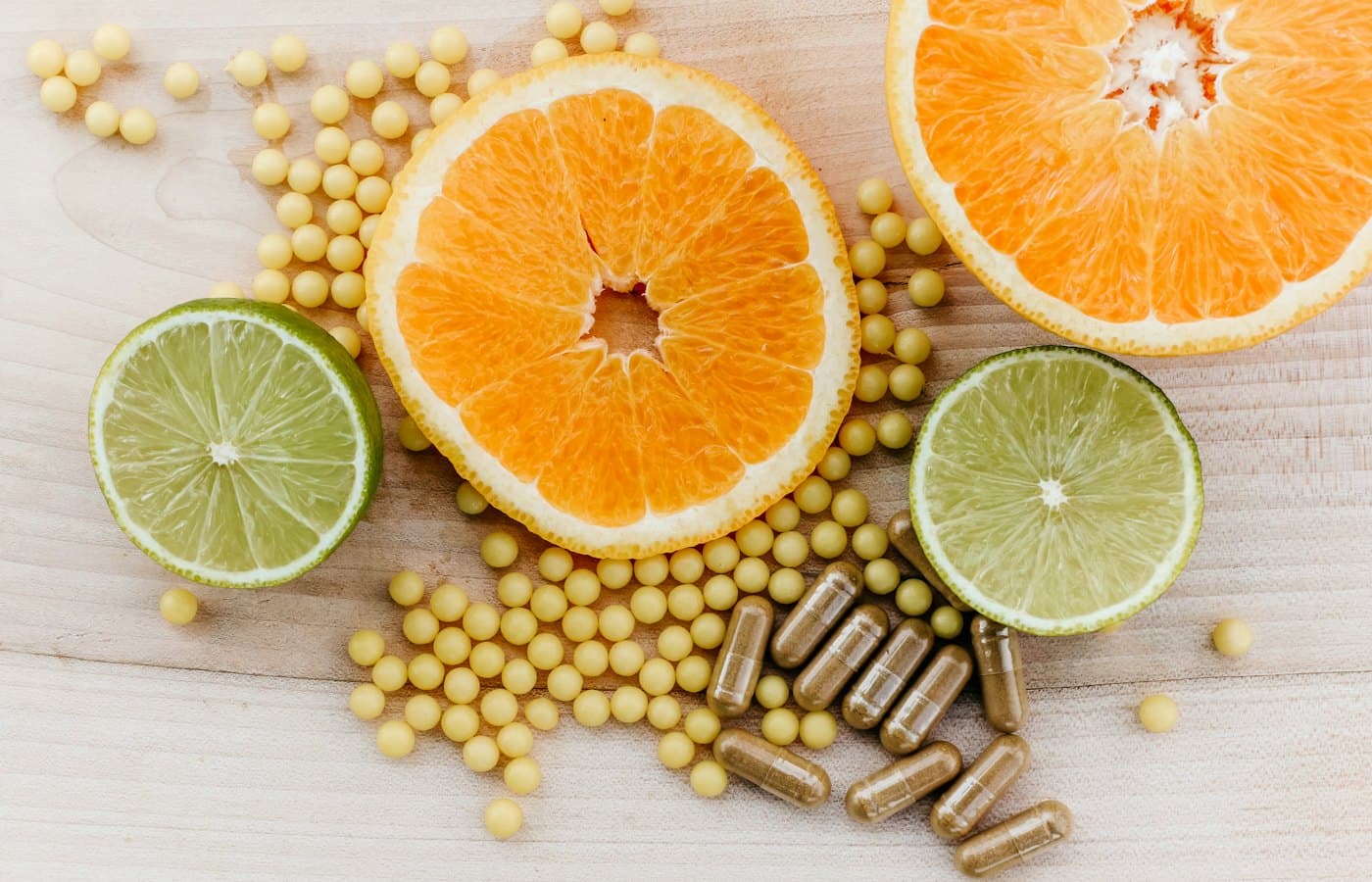 Citrus slices with supplement beads