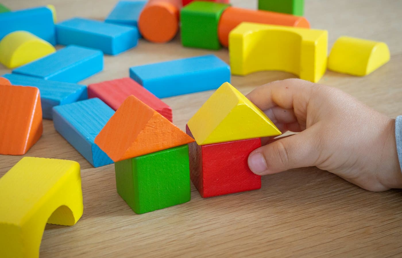 Assorted color wooden blocks