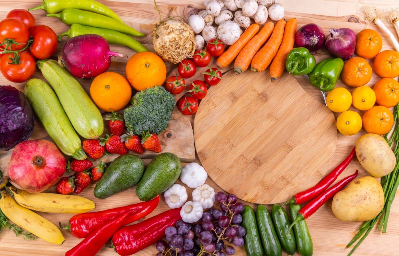 Fresh fruits and vegetables on board