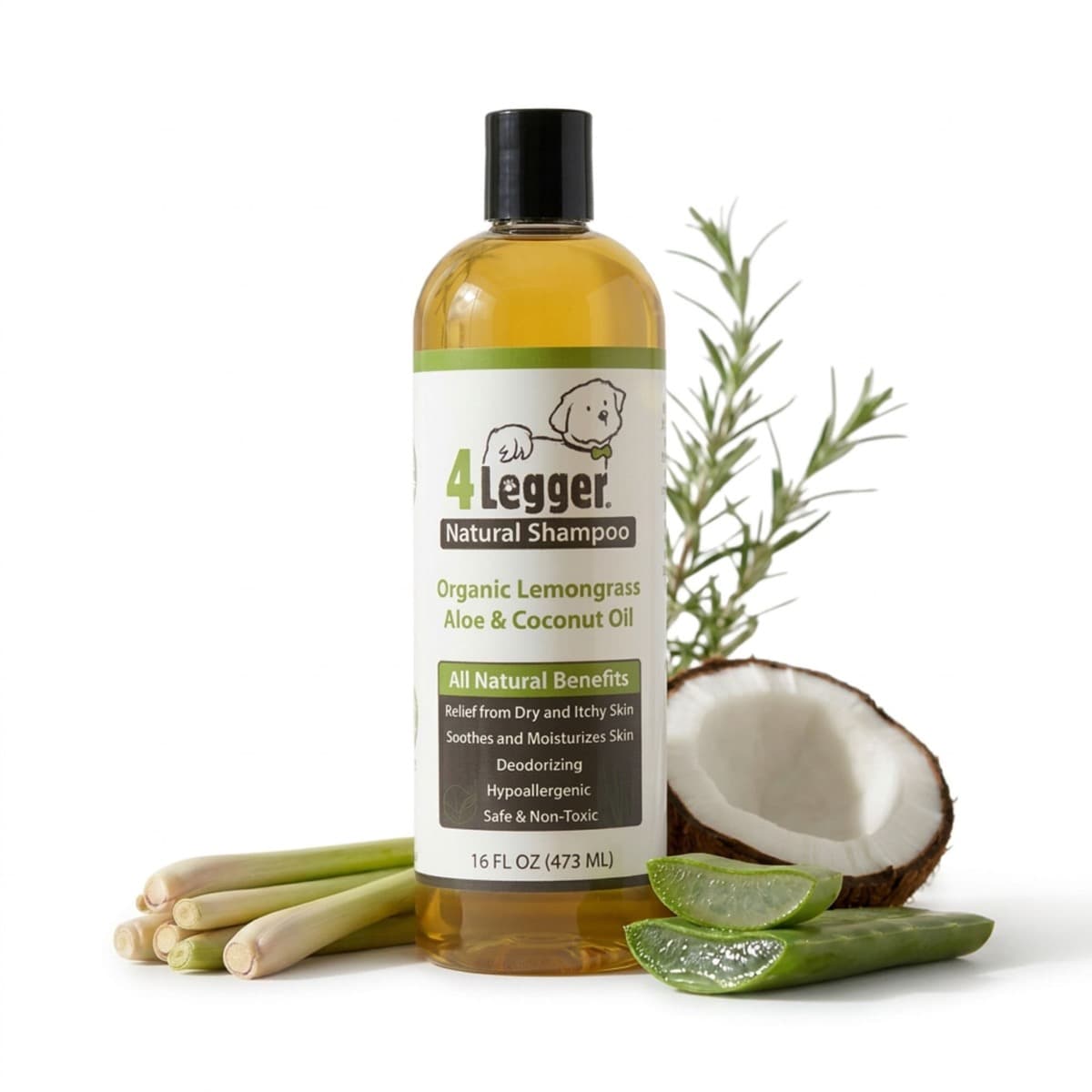 4-Legger Organic Lemongrass & Aloe Hypoallergenic Dog Shampoo