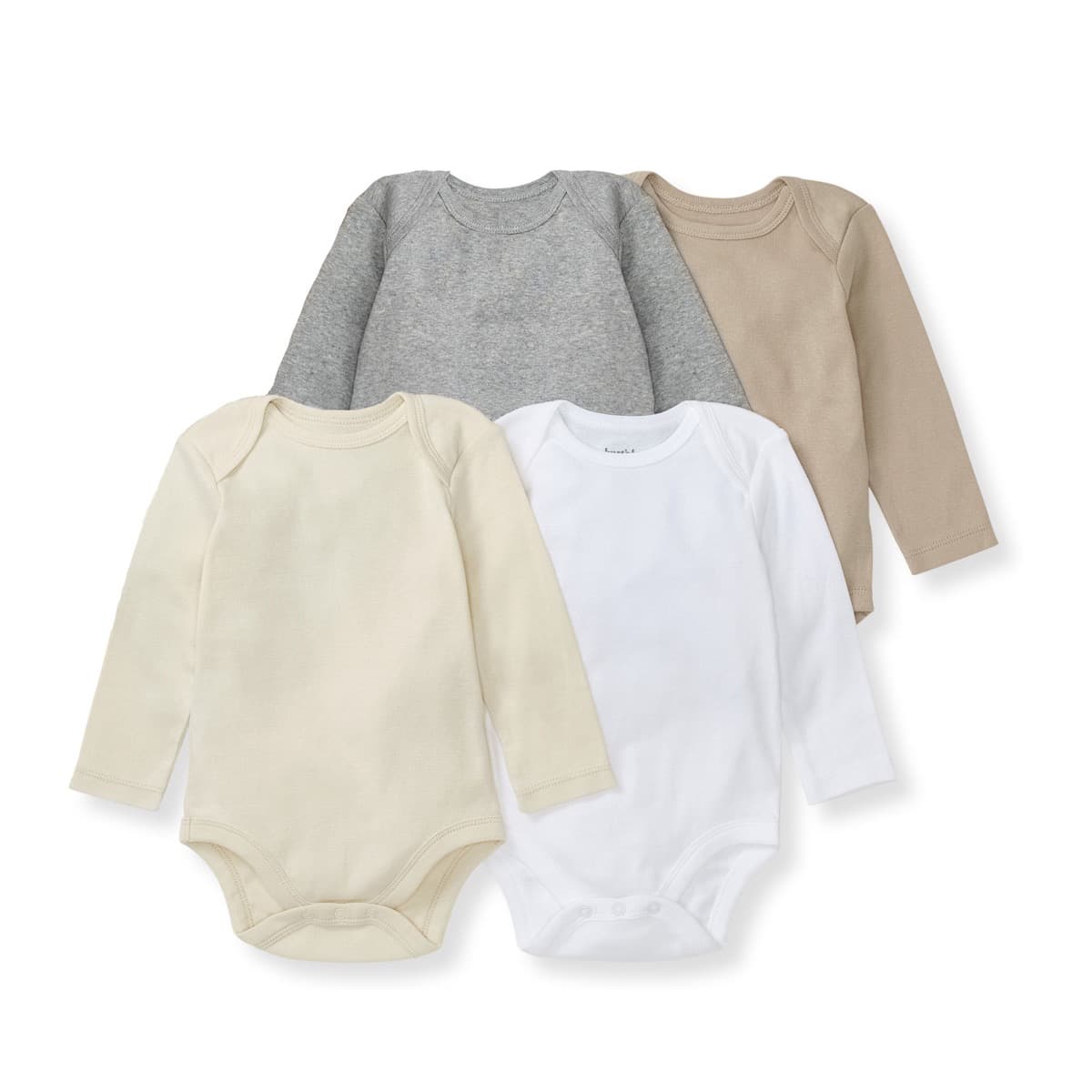 Burt's Bees Baby Solid Organic Cotton Long Sleeve Baby Bodysuit Pack of 4
