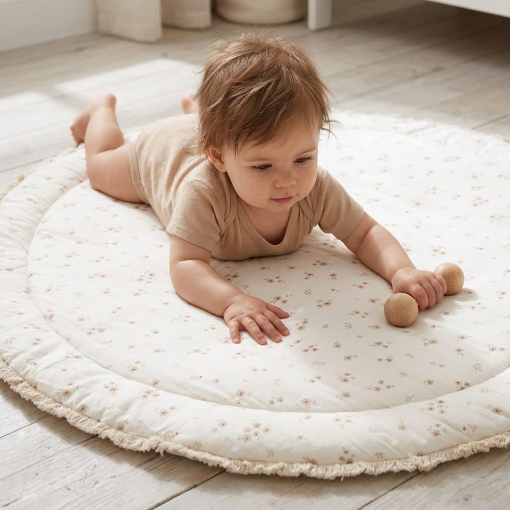 Makemake Organics Organic Cotton Quilted Play Mat - Bloom
