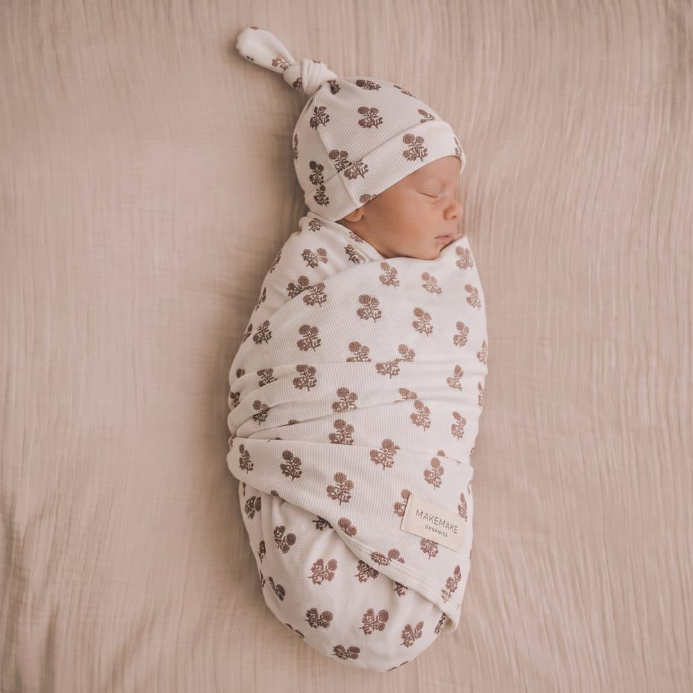Makemake Organics Organic Swaddle Blanket & Hat Set