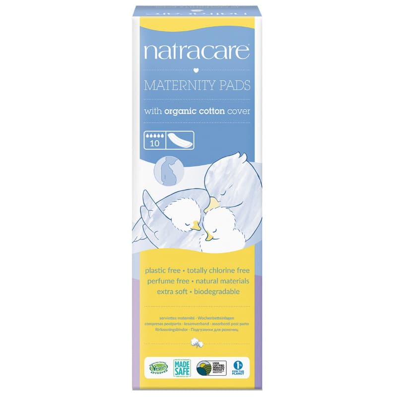 Pack of 10 Natracare Maternity Pads with organic cotton cover